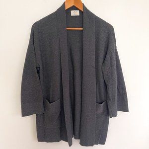 Wilfred Women Dark Gray Pockets 3/4 Sleeve Casual Open Front Cardigan Size S